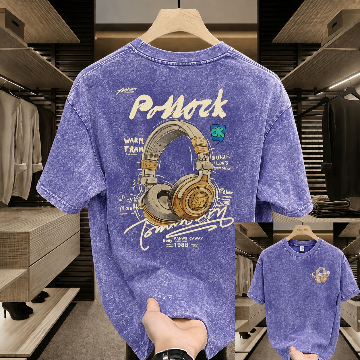 ACID WASH DROP SHOULDER T-SHIRT