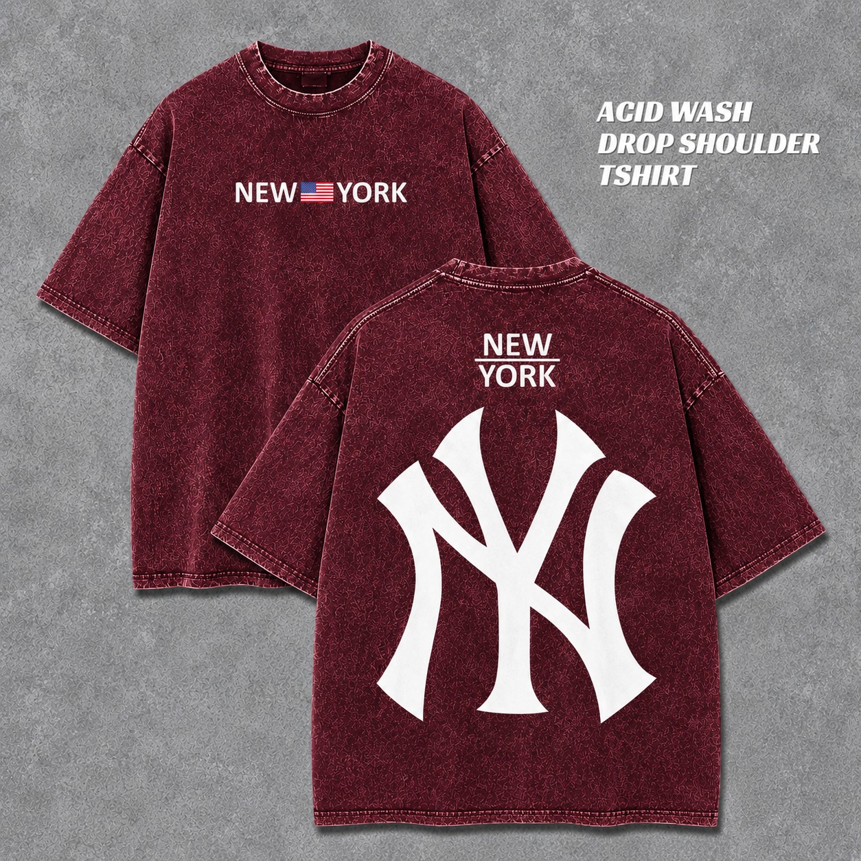 ACID WASH DROP SHOULDER T-SHIRT
